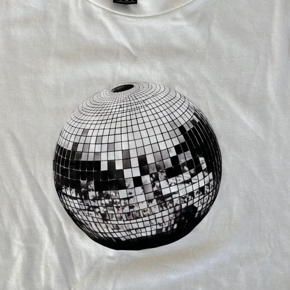 White T-Shirt with Disco Ball Graphic - Picture 2 of 2